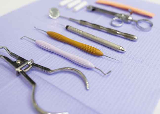 Tools for dental treatment at Glenn Smile Center.